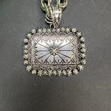 ATG LIVE Rectangle Silver Detailed Edge Pendants