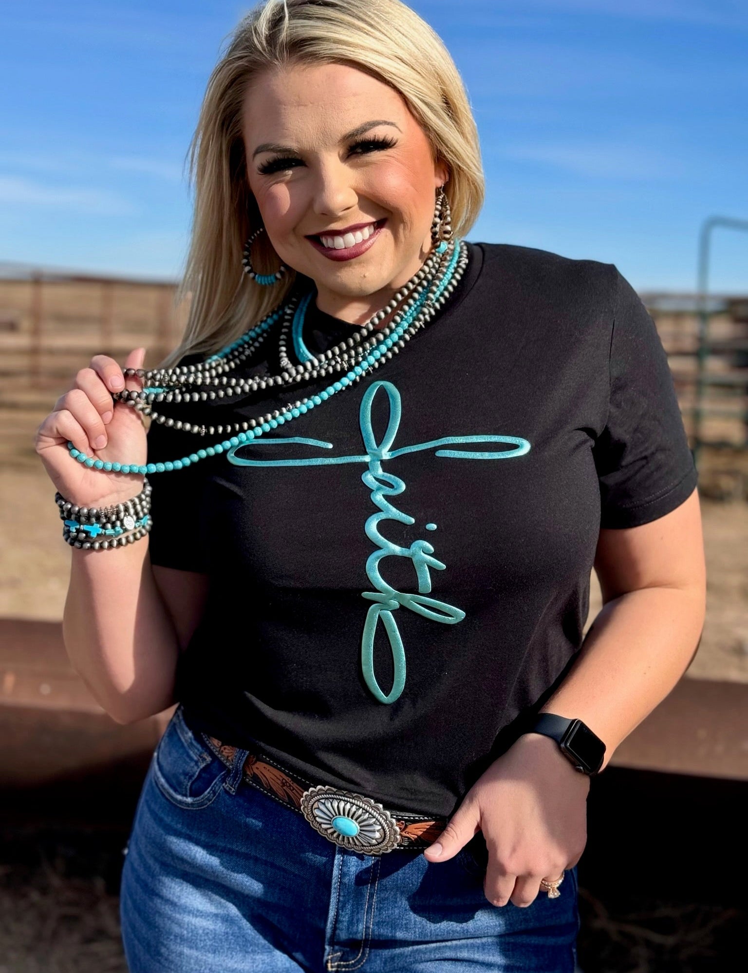 Faith in Teal Metallic Puff