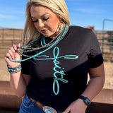 Faith in Teal Metallic Puff