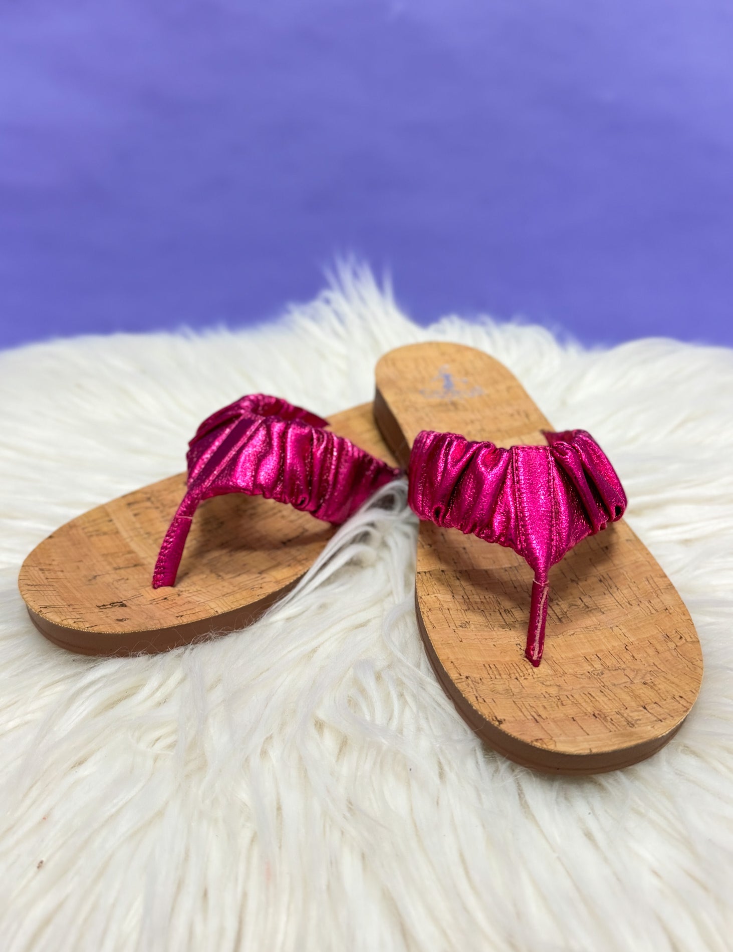 Cool Off Flip Flops by Corkys - Fuchsia Crinkle Metallic* FINAL SALE *