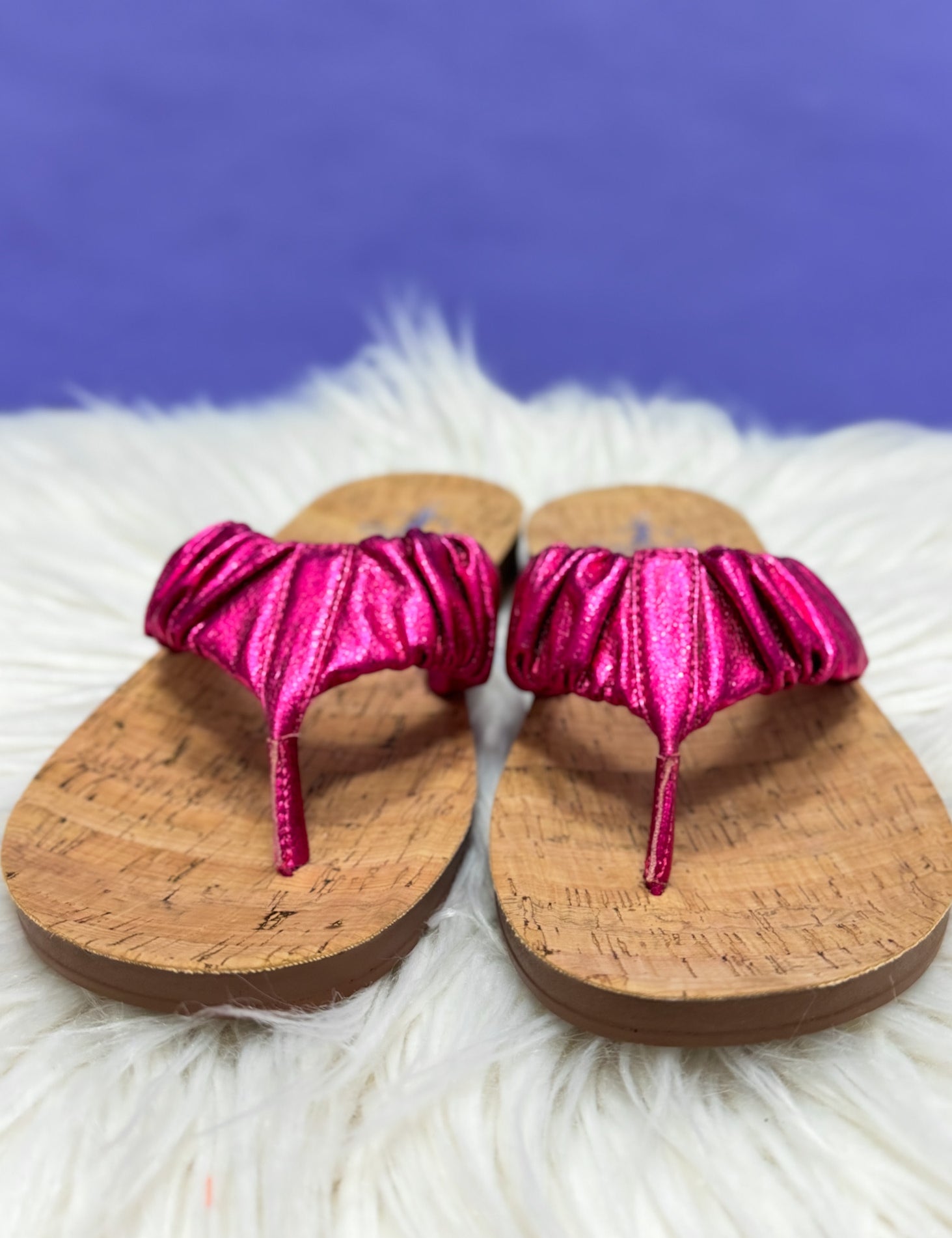 Cool Off Flip Flops by Corkys - Fuchsia Crinkle Metallic* FINAL SALE *