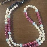 Magenta Navy Pearl Necklace