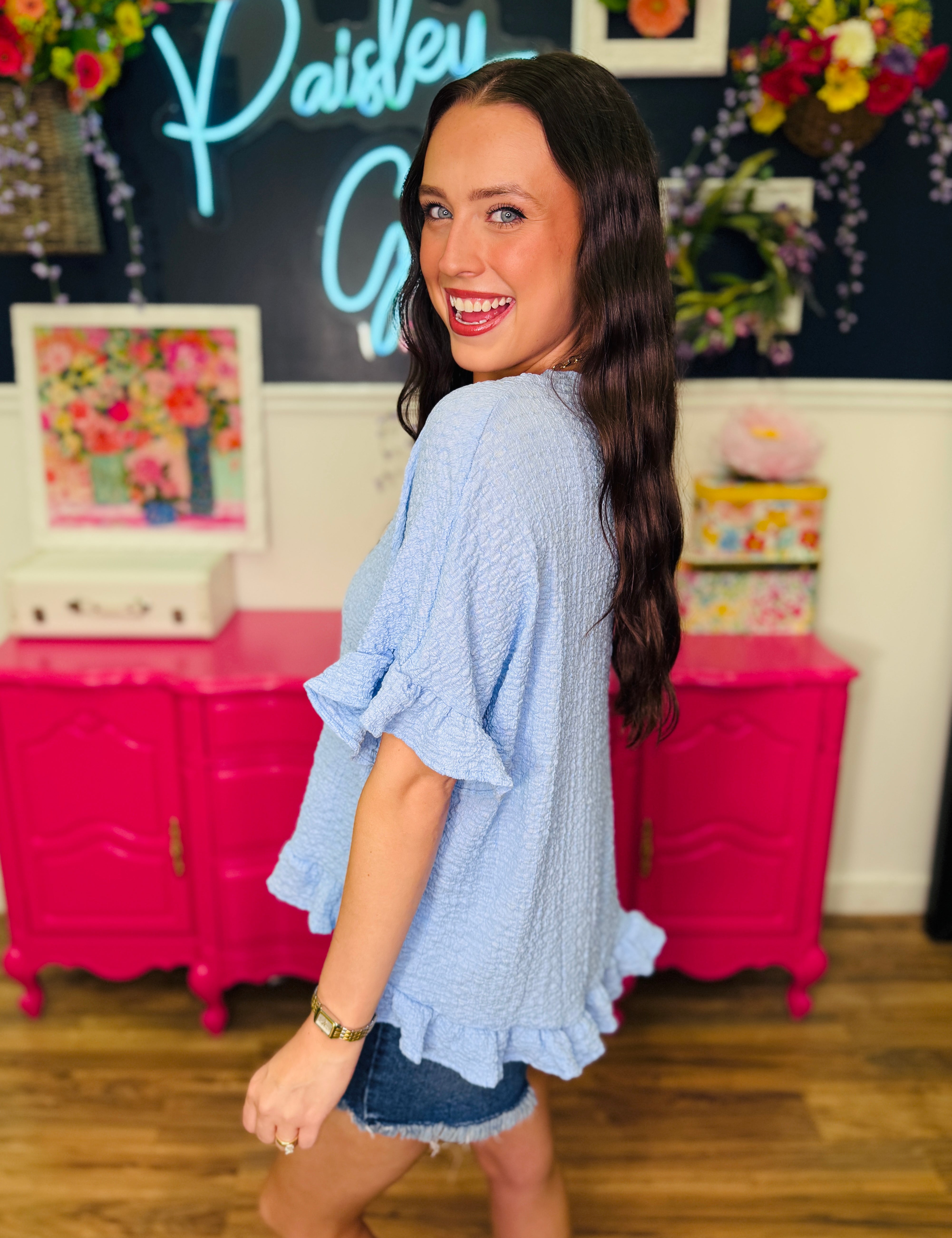 Weekend Whimsy Top - Lt. Blue