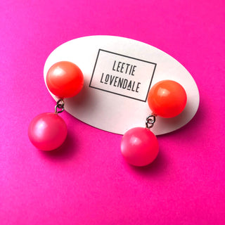 Neon Melon and Pink Moonglow Lollipop Drop Earrings