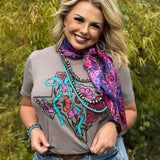 Lauren's Floral Texas on Pebble Tee