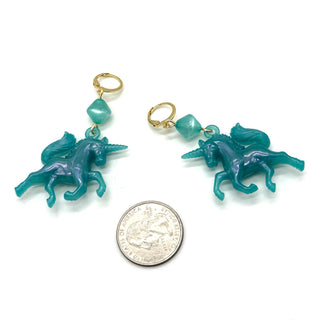 Teal Glow Unicorn Earrings