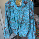 Blue Floral Eyelet Button Up