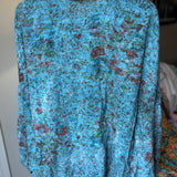 Blue Floral Eyelet Button Up