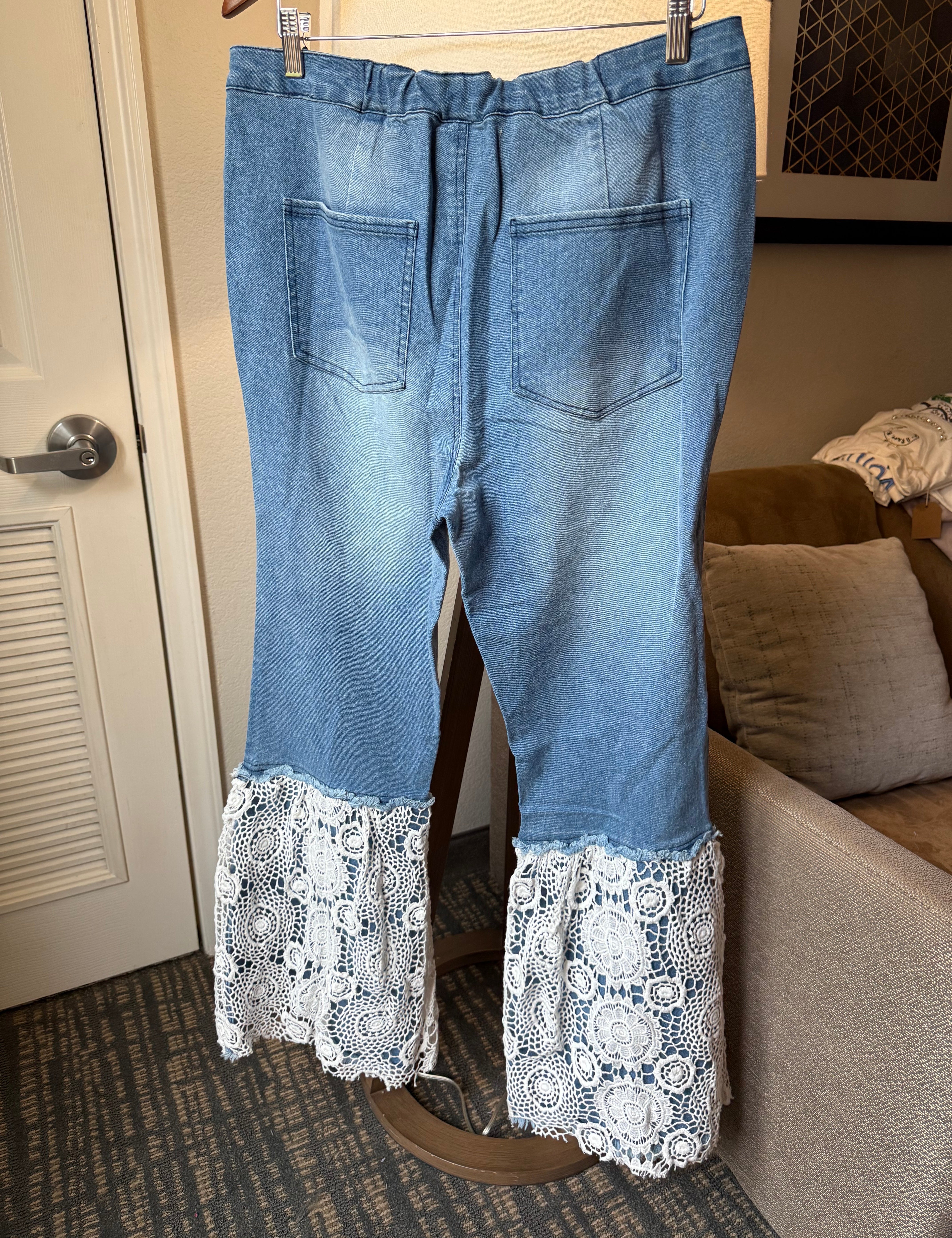Stretch Lace Flare Jeans