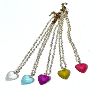 Radiant Puff Heart Necklace on Pearls