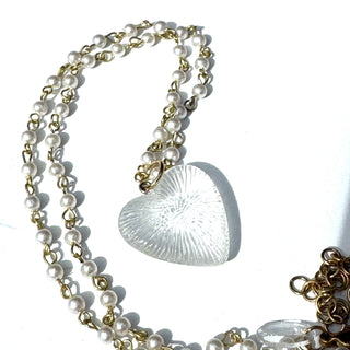 Radiant Puff Heart Necklace on Pearls