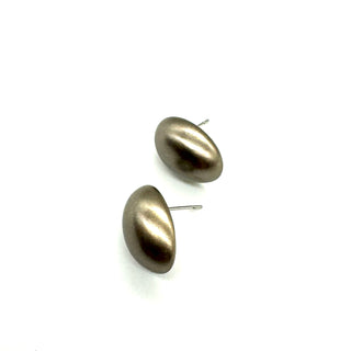 Pewter Pearl Oval Stud Earrings *  - PREORDER