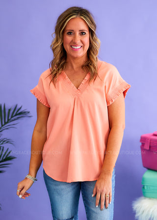 Sunburst Energy Top - Salmon - FINAL SALE