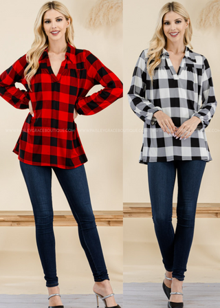 Mad For Plaid Top - 2 Colors  - PREORDER