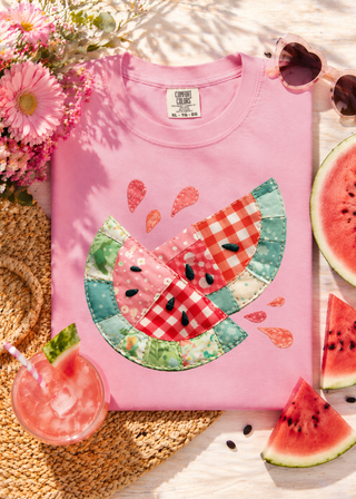 FAUX Patchwork Watermelon Graphic Tee