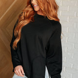 It's The Little Things Relaxed Scuba Pullover in Black - FINAL SALE