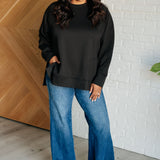 It's The Little Things Relaxed Scuba Pullover in Black - FINAL SALE