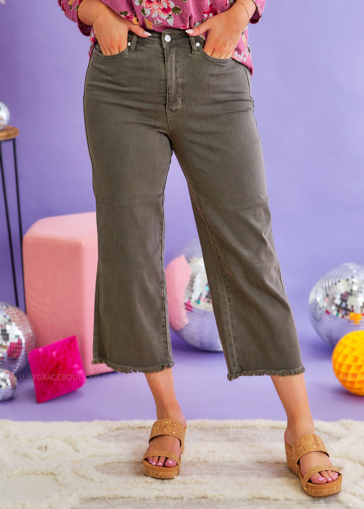 Brittany Olive Cropped Jeans by Judy Blue - FINAL SALE