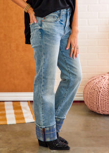 Cherish Plaid Cuff Jeans by Judy Blue - FINAL SALE