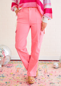 Britney/Peggy Cargo Straight Jeans Pink - HOT RESTOCK