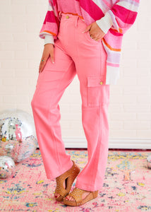 Britney/Peggy Cargo Straight Jeans Pink - HOT RESTOCK