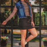 Jordan Ruffle Denim Vest - Dark Denim