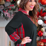 PREORDER- Juniper Pullover- Black/Red Plaid