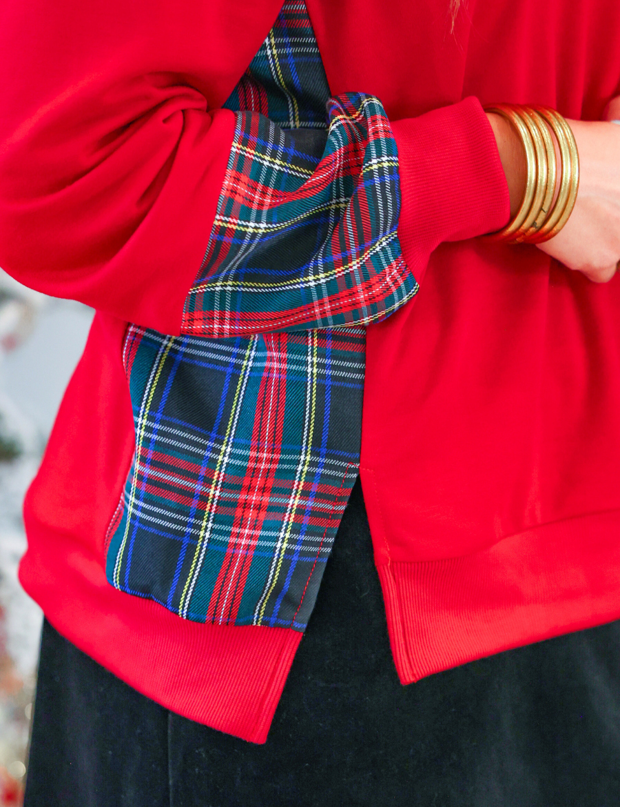 PREORDER- Juniper Pullover- Red/Black Plaid