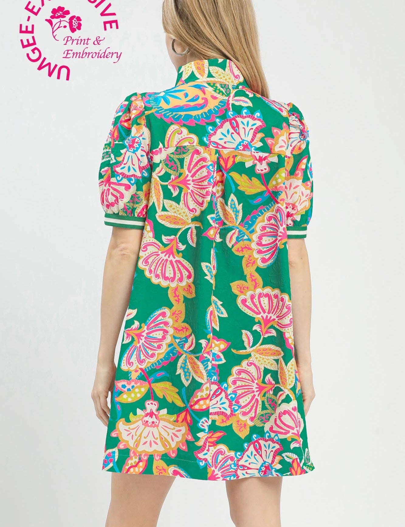 Paisley Puff Sleeve  Dress