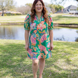 Paisley Puff Sleeve  Dress