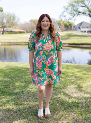 Paisley Puff Sleeve Tunic Dress