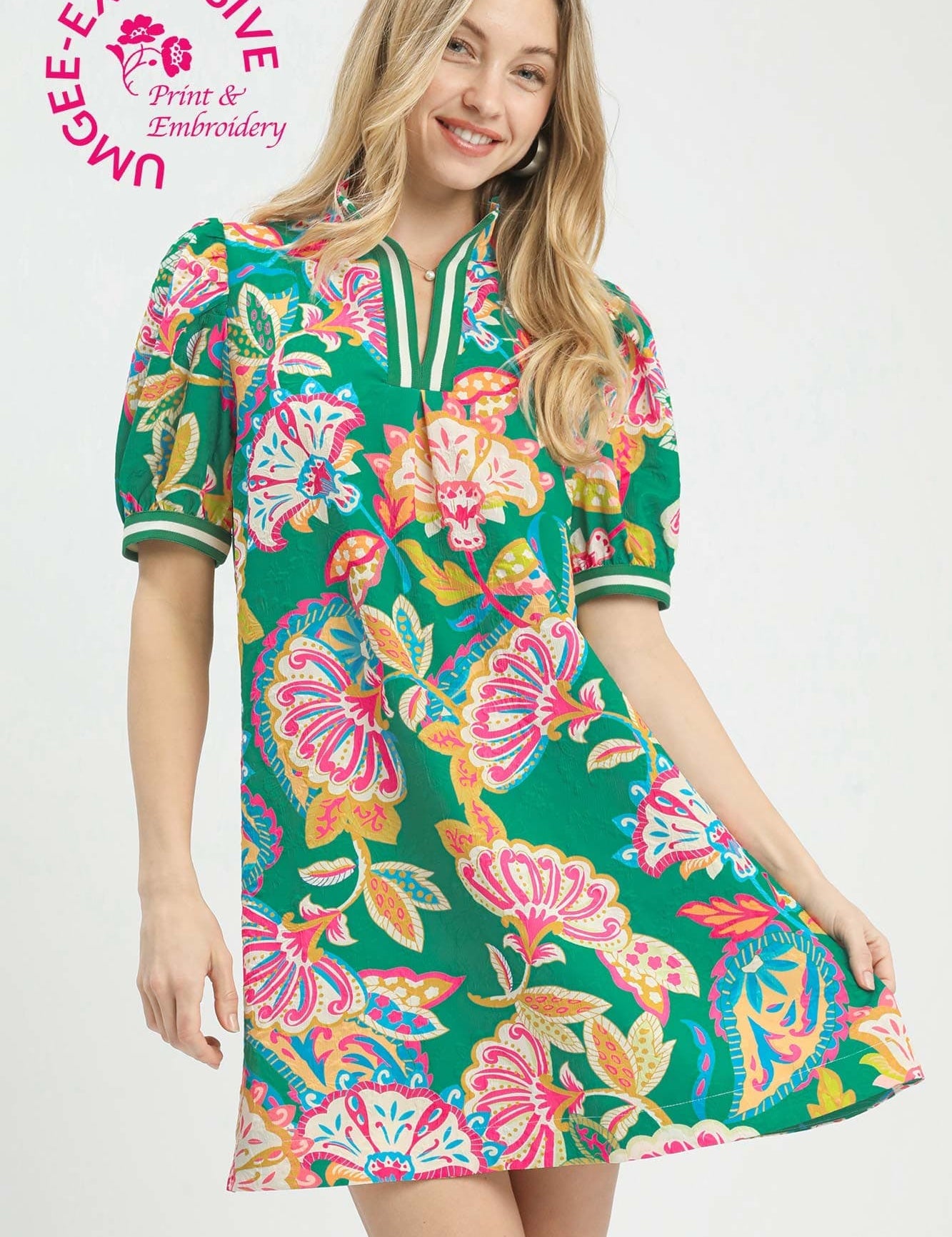 Paisley Puff Sleeve  Dress