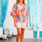 Santorini Soiree Top - Blue/Pink* FINAL SALE *