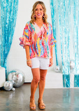 Load image into Gallery viewer, Santorini Soiree Top - Blue/Pink - FINAL SALE
