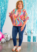 Load image into Gallery viewer, Santorini Soiree Top - Blue/Pink - FINAL SALE
