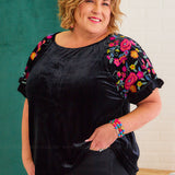 Smooth Days Ahead Velvet Embroidered Top* FINAL SALE *