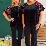 Smooth Days Ahead Velvet Embroidered Top* FINAL SALE *