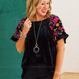 Smooth Days Ahead Velvet Embroidered Top* FINAL SALE *
