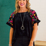 Smooth Days Ahead Velvet Embroidered Top* FINAL SALE *