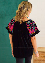 Load image into Gallery viewer, Smooth Days Ahead Velvet Embroidered Top - FINAL SALE
