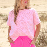 Millie Burnout Tee - Flowers - Pink