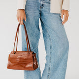 Kris Croc Embossed Shoulder Bag - PREORDER