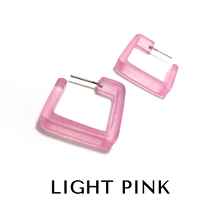 Square Frosted Lucite Hoop Earrings