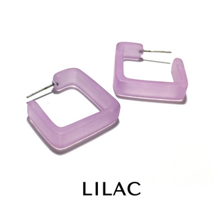 Square Frosted Lucite Hoop Earrings