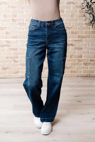 Leila Cargo Straight Jeans by Judy Blue