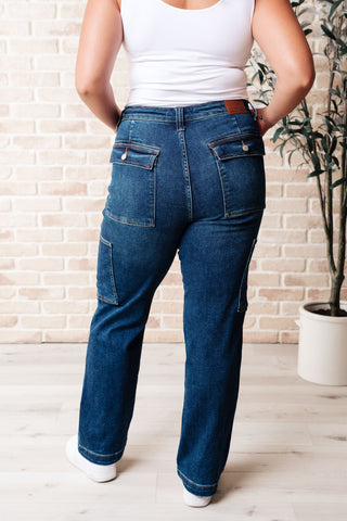 Leila Cargo Straight Jeans by Judy Blue