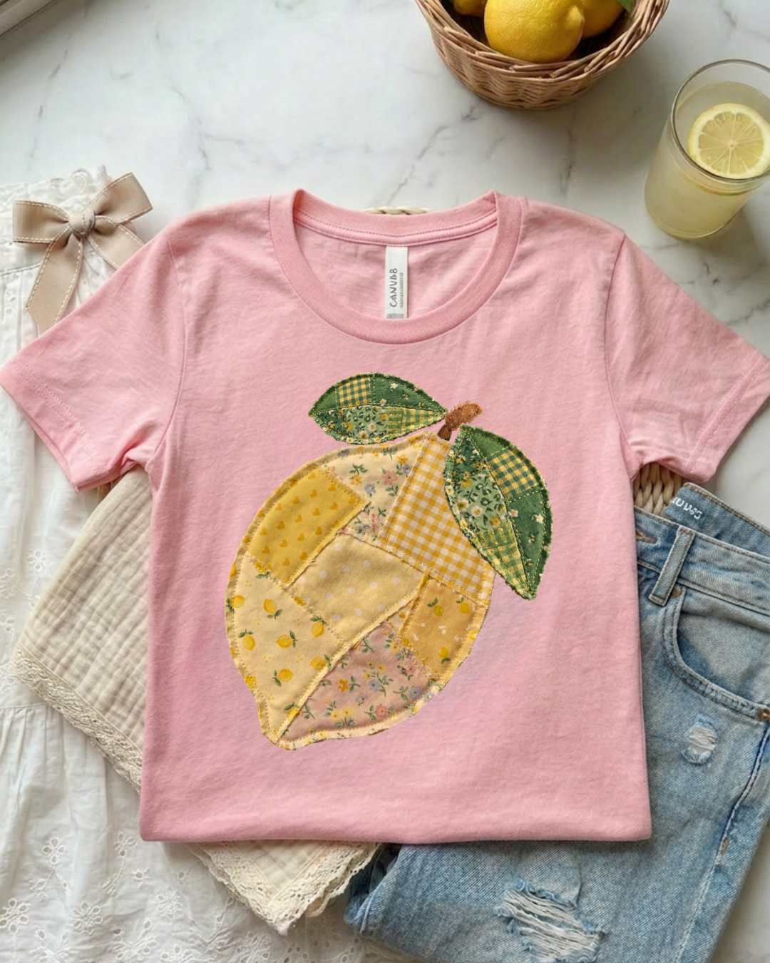 FAUX Patchwork Lemon Tee
