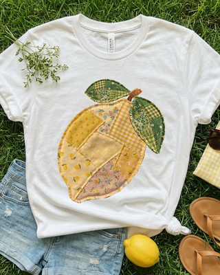 FAUX Patchwork Lemon Tee