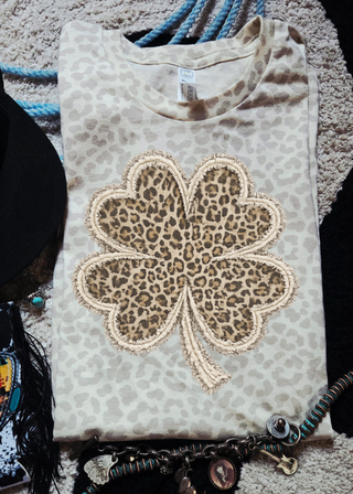 Faux Patch Leopard Clover Tee