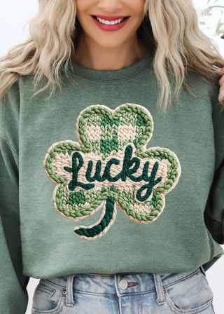 Faux Stitch Lucky Clover - Tee or Sweatshirt